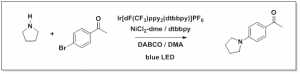 Chemical reaction diagram for blue LED.