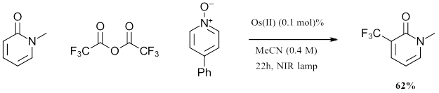 trifluoromethylation reaction with Osmium photocatalyst in red light photochemistry