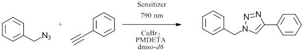 reduction of Cu(II) to Cu (I) using red LED (790 nm) under ambient temperature