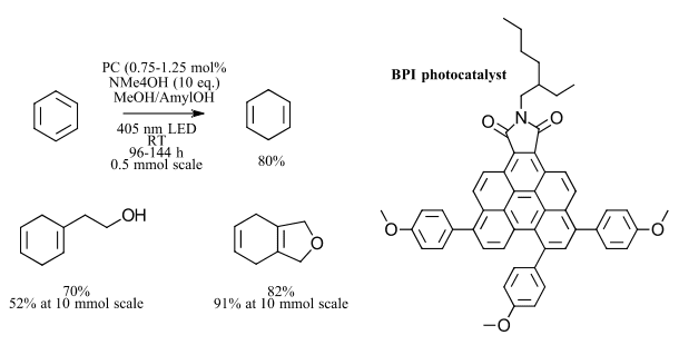 Visible light photocatalyzed Birch reduction