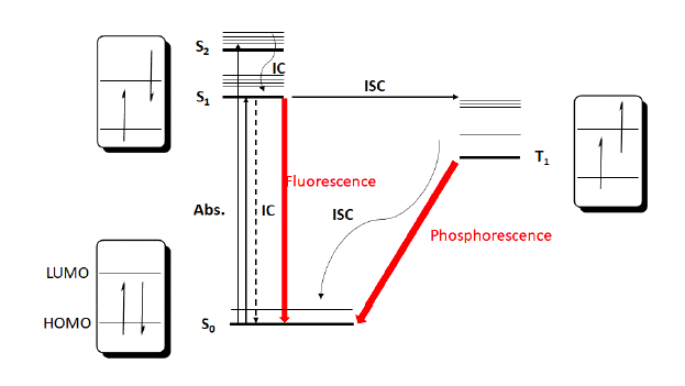 Jablonski plot for excitation of a photocatalyst