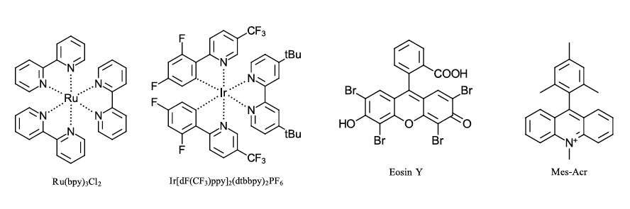 Provides molecular structure of four common photocatalysts