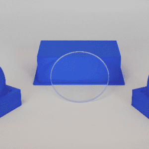 A blue object is sitting on top of a table.