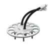 White circular device with two hoses.