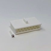 A white plastic box with a small white object on top of it.