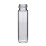 A clear glass bottle with a cap on it.