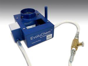 Here's an alt tag for the image: `EveluChem automated powder feeder`